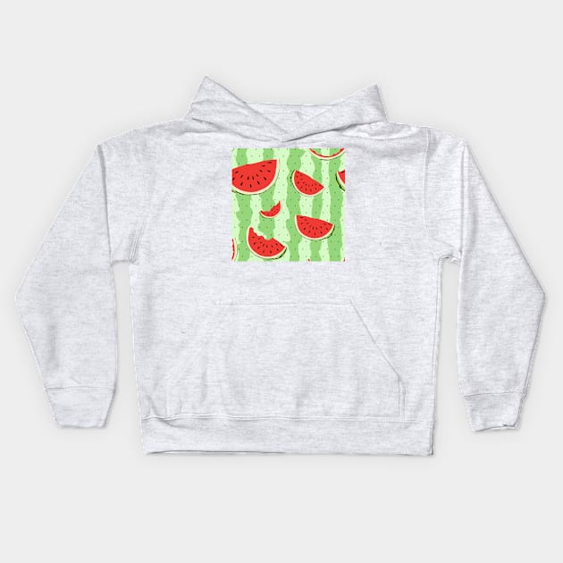 Watermelons with a green background Kids Hoodie by SemDesigns